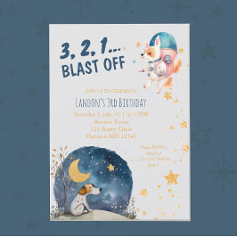 Niedliche Weltraumhunde Jungen zum dritten Geburts Einladung