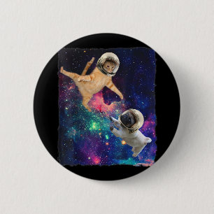 Niedliche Weltraumkatze gegen Weltraumhund Galaxy  Button