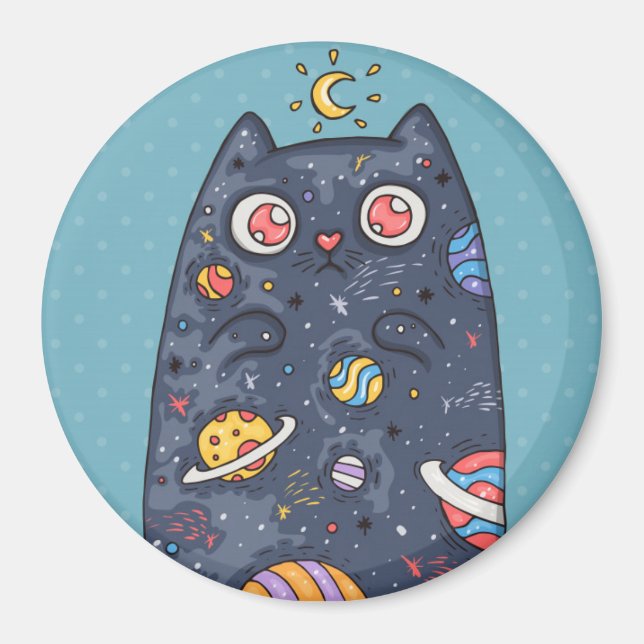 Niedliche Weltraumkatze Magnet (Vorne)