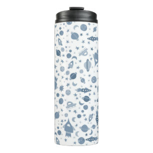 Niedliche Weltraumplaneten Rockets Moon Blue Thermosbecher