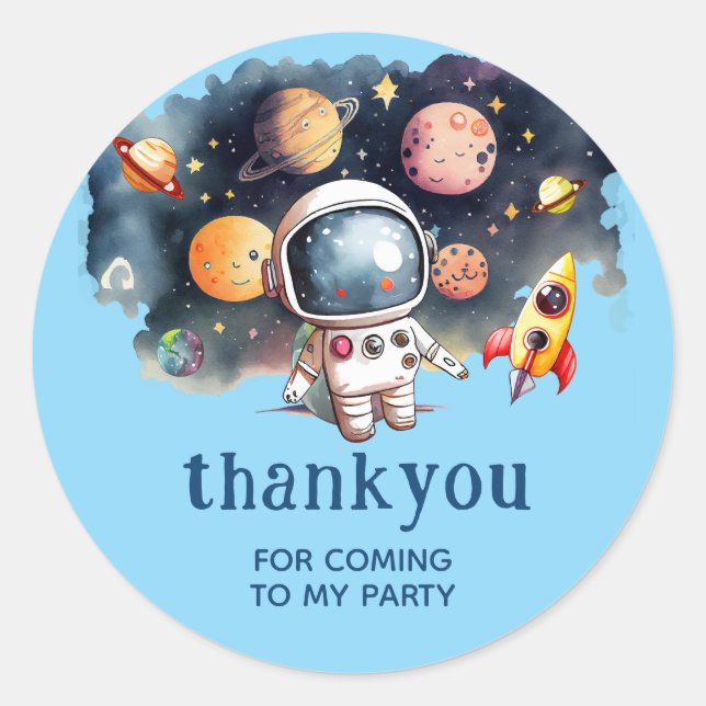 Niedliche Weltraumplaneten Vielen Dank Blue Runder Aufkleber (Vorderseite)