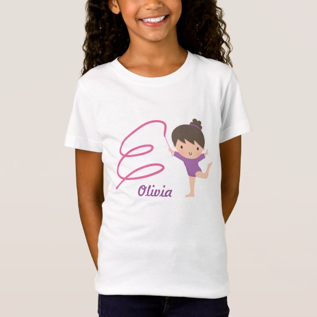 Niedliche wenig Gymnast-Mädchen-und Band-Gymnastik T-Shirt (Vorderseite)
