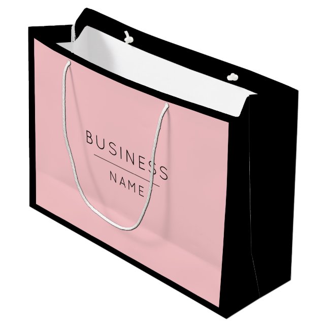 Niedliche Werbeaktion/Shopping in Schwarz/Rosa Große Geschenktüte (Vorderseite Schrägansicht)
