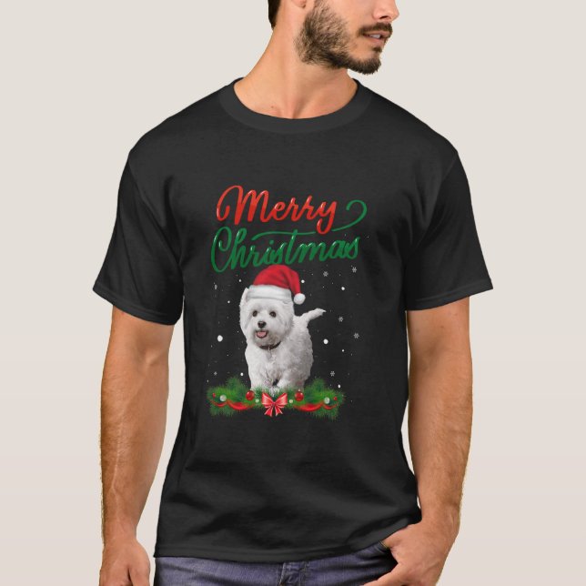 Niedliche WESTIE gegenüber Ugly Sweater Hund Santa T-Shirt (Vorderseite)