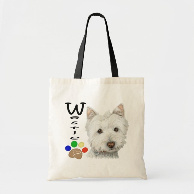 Niedliche Westie Hunde-und Tatzen-Kunst Tragetasche (Vorne)