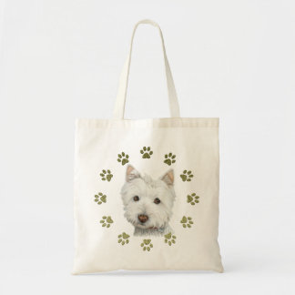 Niedliche Westie Hundekunst und -tatzen Tragetasche