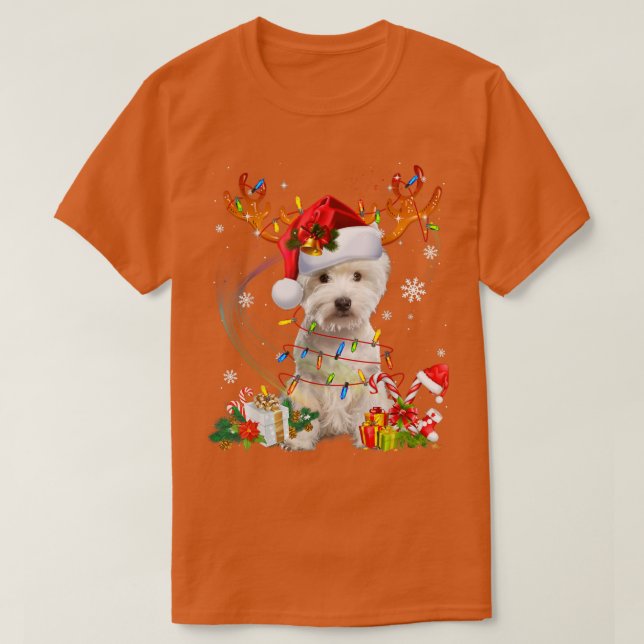Niedliche Westie Hundelampen Weihnachtsmannmütze S T-Shirt (Design vorne)