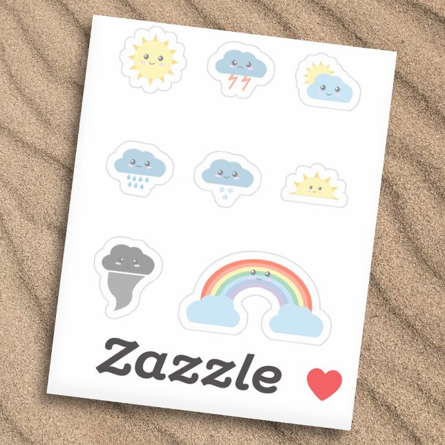 Niedliche Wettersymbole Stickers Set Aufkleber (Cute Weather Icons Stickers Set)