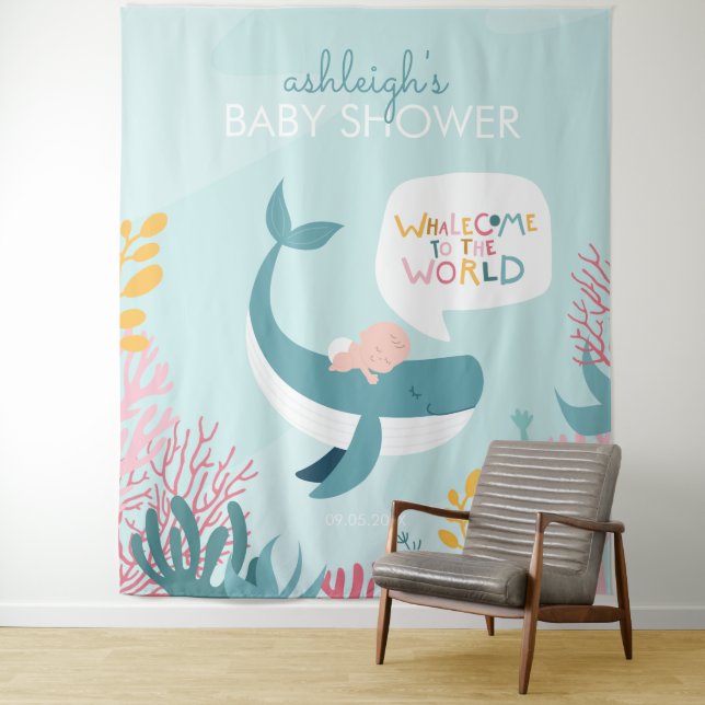 Niedliche Whale Baby Dusche Tapestry Wandteppich (Beispiel)