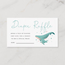 Niedliche Whale Baby Dusche Windeln Raffle Ticket