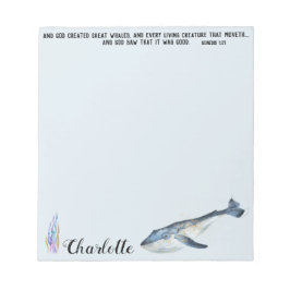 Niedliche Whale Bible Verse Christliches Geschenk  Notizblock