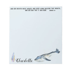 Niedliche Whale Bible Verse Christliches Geschenk  Notizblock