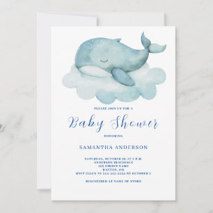 Niedliche Whale Gender Neutral Baby Shower Einladu Einladung