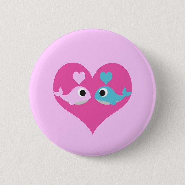 Niedliche Whale-Liebe Button (Vorderseite)