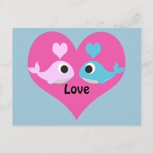 Niedliche Whale-Liebe Postkarte