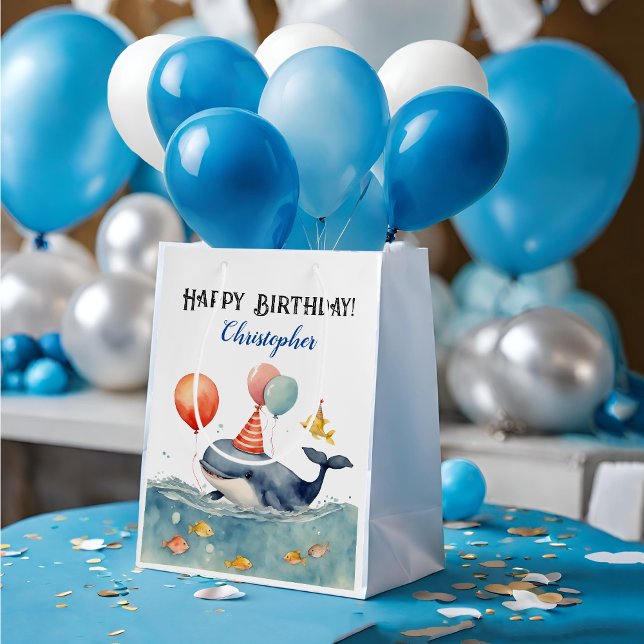 Niedliche Whaleboys zum Geburtstag Mittlere Geschenktüte (Von Creator hochgeladen)