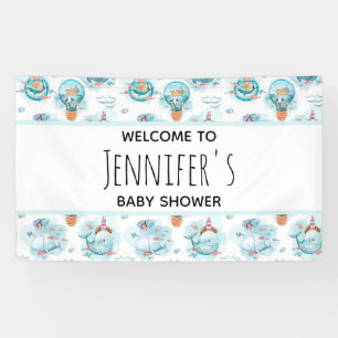 Niedliche Whales Watercolor Babydusche Banner