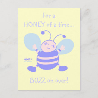 Niedliche Whimsical Baby Bee 1. Geburtstag Party Einladungspostkarte