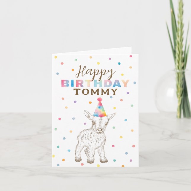 Niedliche Whimsical Baby Goat Happy Birthday Card Karte (Vorderseite)