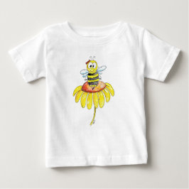 Niedliche Whimsical Biene auf einer Blume Baby T-shirt