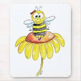 Niedliche Whimsical Biene auf einer Blume Mousepad