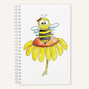 Niedliche Whimsical Biene auf einer Blume Notizbuch