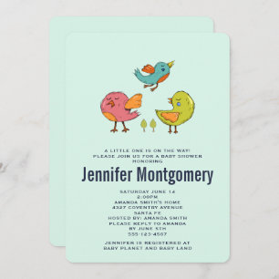 Niedliche Whimsical Birds Babydusche Einladung