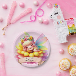 Niedliche Whimsical Blumenstrauß Träume Schlafmärc Pappteller