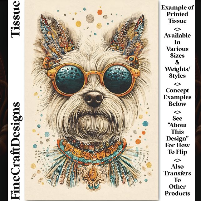 Niedliche Whimsical Boho Chic Westie Dog CK7 Decou Seidenpapier (Von Creator hochgeladen)