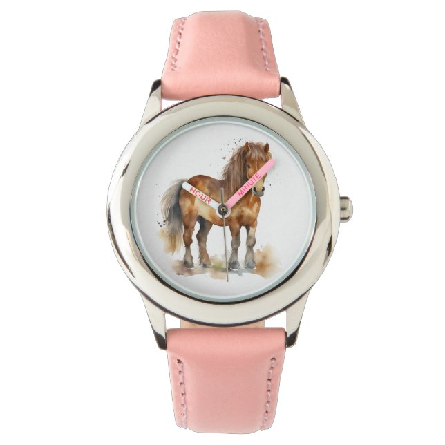 Niedliche Whimsical Brown Pony Horids Armbanduhr (Vorderseite)