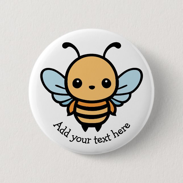 Niedliche Whimsical Cartoon Bee Button (Vorderseite)