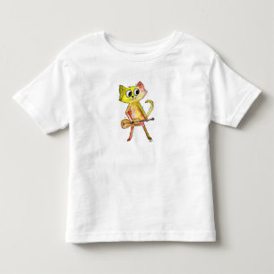 Niedliche Whimsical Cat Playing Gitarre Kleinkind T-shirt