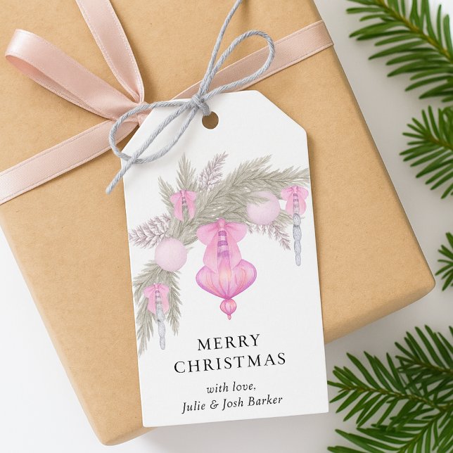 Niedliche Whimsical Christmas Simple Bow Botanical Geschenkanhänger (Von Creator hochgeladen)