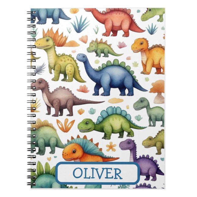 Niedliche Whimsical Dinosaurier Notizblock (Vorderseite)