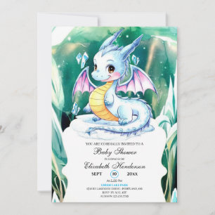 Niedliche Whimsical Dragon Baby-Dusche Einladung