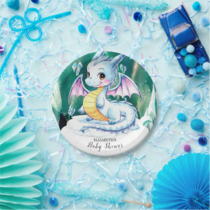 Niedliche Whimsical Dragon Baby-Dusche Pappteller
