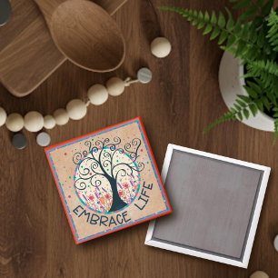 Niedliche Whimsical Embrace Life Tree Inspirivity Magnet