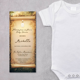 Niedliche Whimsical Enchanted Forest Scroll Babydu Einladung