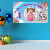 Niedliche Whimsical Floral Unicorn Girly 1. Geburt