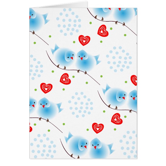 Niedliche Whimsical Fluffy Blue Love Birds Red Hea (Vorne)