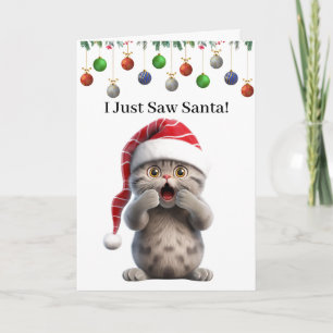 Niedliche Whimsical Funny Cat Weihnachtskarte Karte