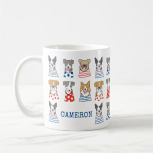 Niedliche Whimsical Funny Dog Illustration Persona Kaffeetasse
