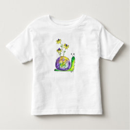 Niedliche Whimsical Happy Snail mit gelben Blumen Kleinkind T-shirt