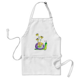 Niedliche Whimsical Happy Snail mit gelben Blumen Schürze