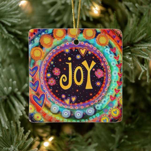Niedliche Whimsical Joy Fun Inspirivity Keramikornament (Baum)