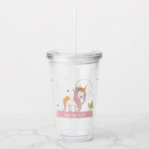 Niedliche Whimsical Magical Unicorn Pink Princess  Acryltrinkbecher