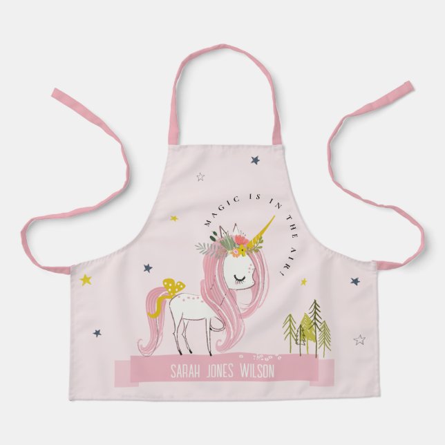 Niedliche Whimsical Magical Unicorn Pink Princess  Schürze (Vorderseite)
