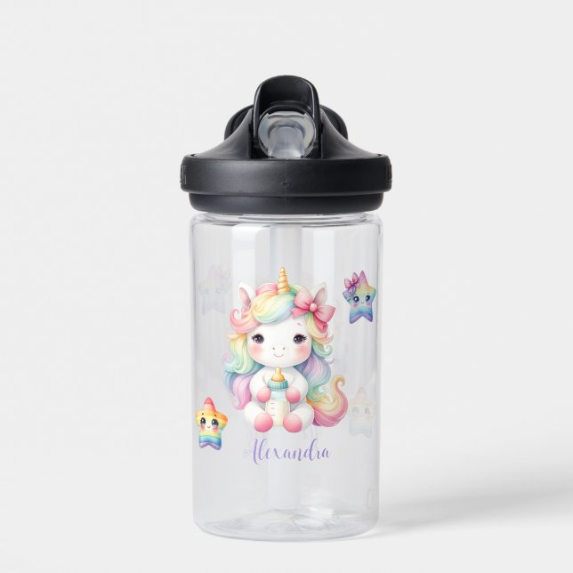 Niedliche Whimsical Magical Unicorn Pink Princess  Trinkflasche (Vorne)