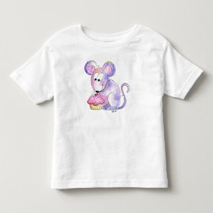 Niedliche whimsical Maus mit einem Cupcake Kleinkind T-shirt
