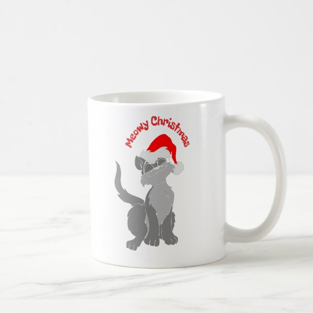 Niedliche Whimsical Meowy Christmas Cat Kaffeetasse (Rechts)
